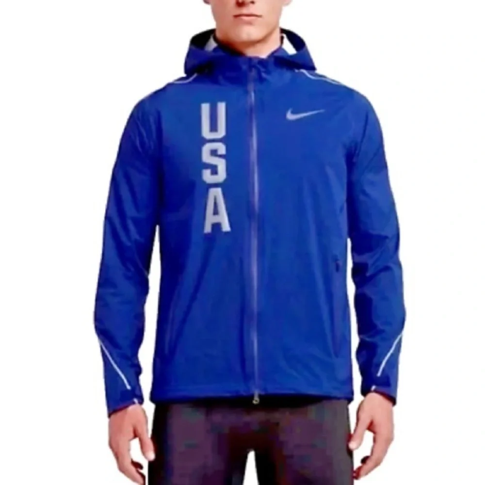 Nike USA Olympic Team Storm-Fit Rain Jacket Full Zip Hooded Windbreaker 2XL Tall